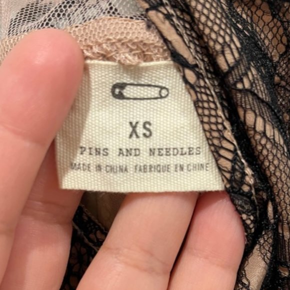 PINS AND NEEDLES Black Ivory Mesh Lace Mini Dress - Picture 4 of 5